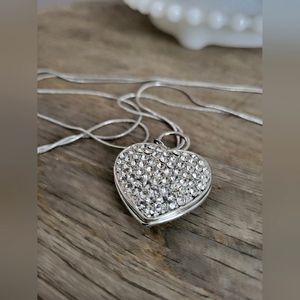Vintage Silver Tone Heart Shaped Pendant Necklace